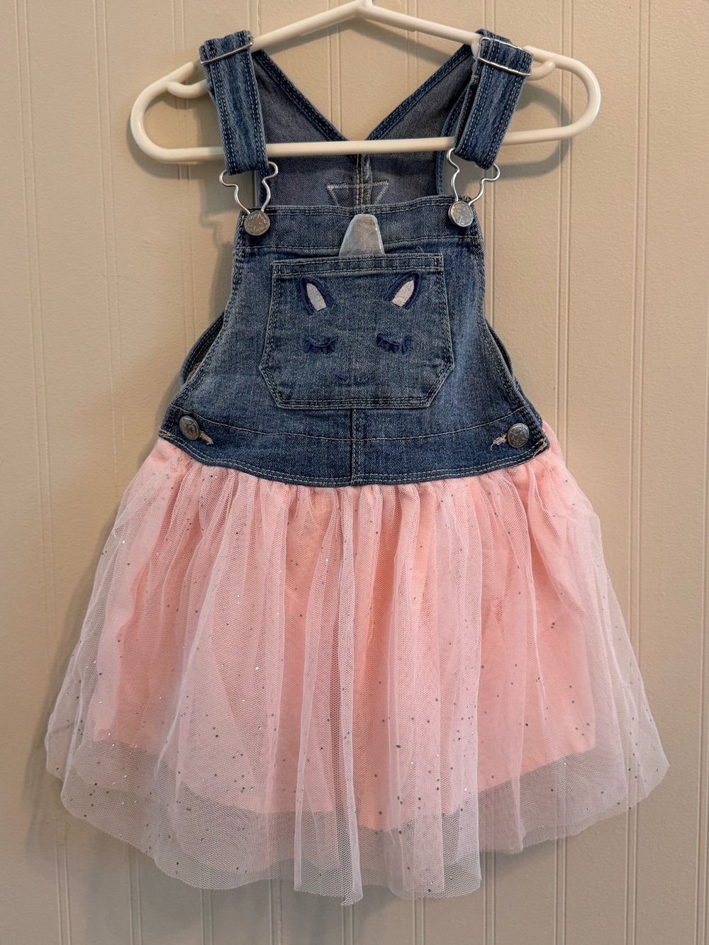 OshKosh B'gosh Light Blue Denim Dress with SparklyPale Pink Lining